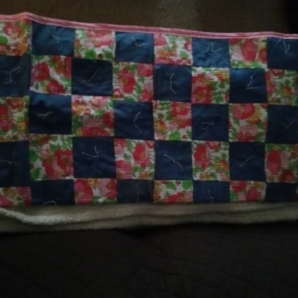 Seersucker and Denim hand made Quilt